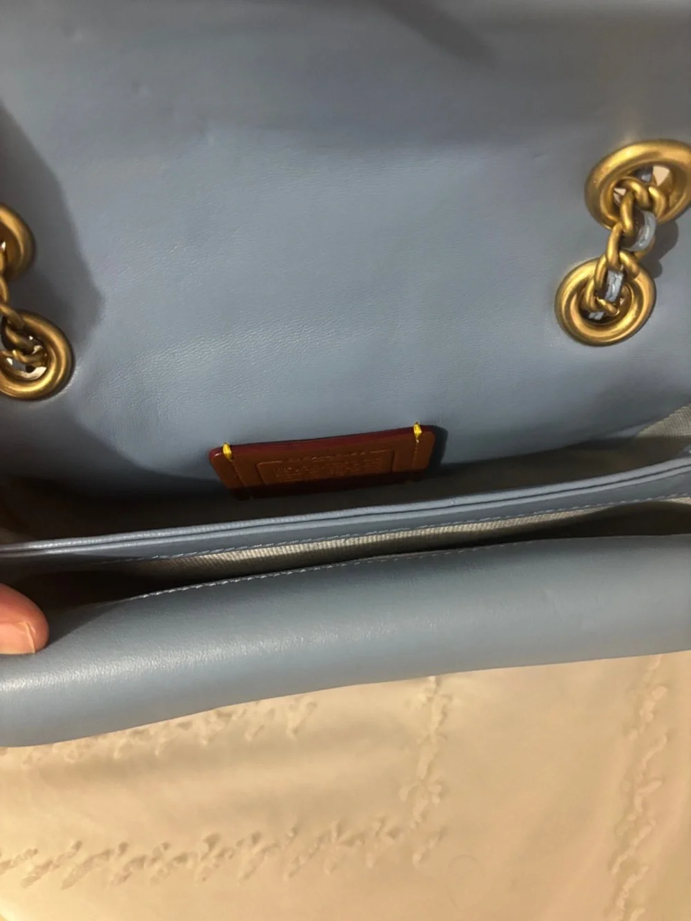 Coach quilted Tabby 20 Shoulder Bag in bluebell with Gold Hardware